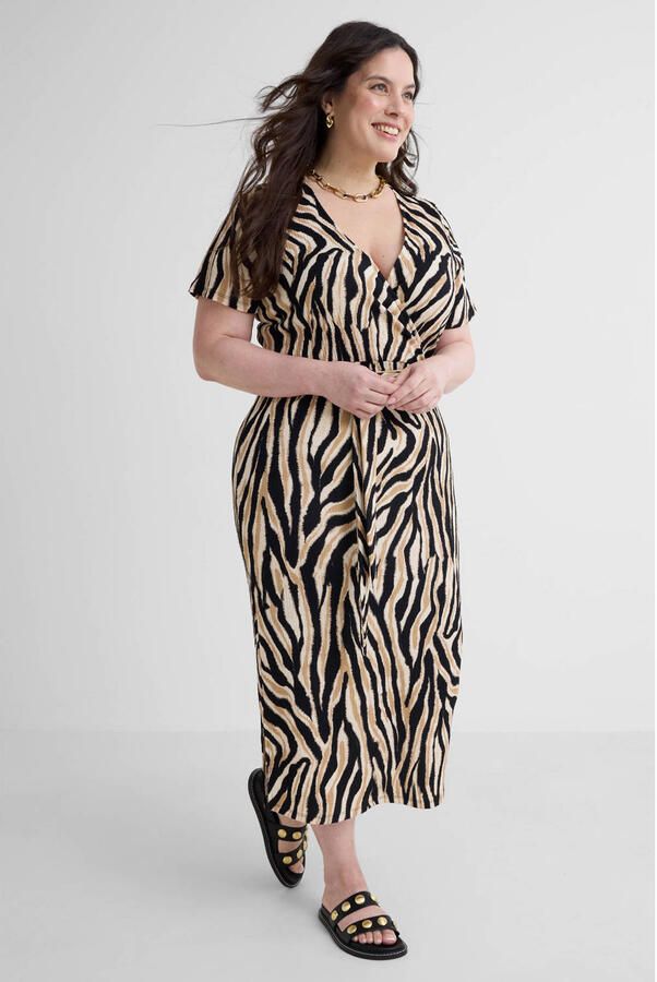 GREAT LOOKS crinkle overslagjurk met zebraprint multi