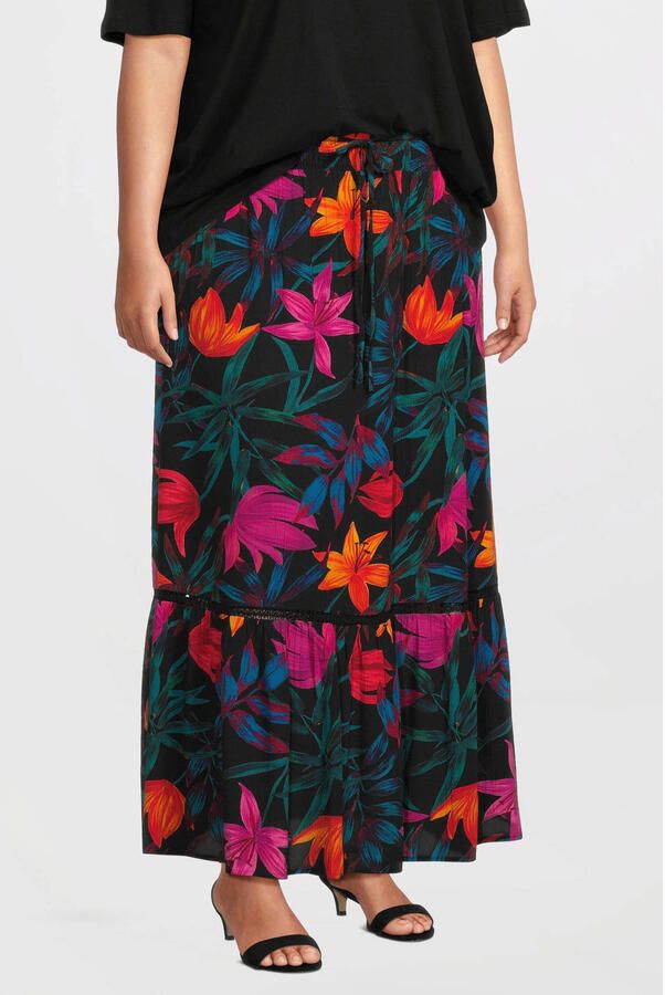 GREAT LOOKS crinkle rok bloemenprint