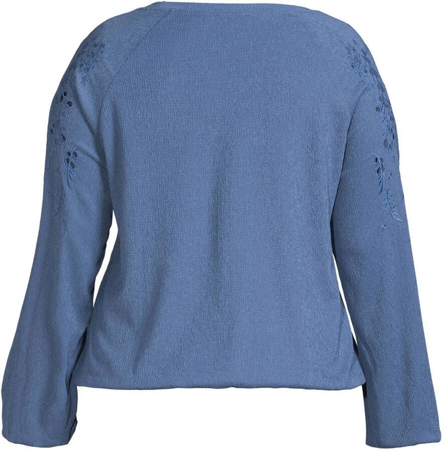 GREAT LOOKS crinkle top met opengewerkte details blauw - Foto 2