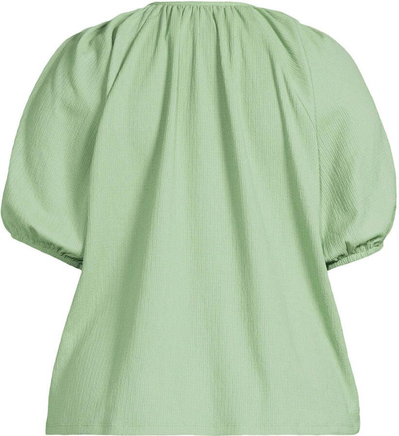 GREAT LOOKS crinkle top met strikkraag lichtgroen - Foto 2