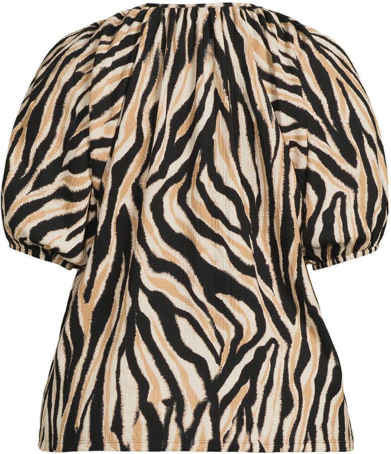 GREAT LOOKS crinkle top met strikkraag zebraprint - Foto 2