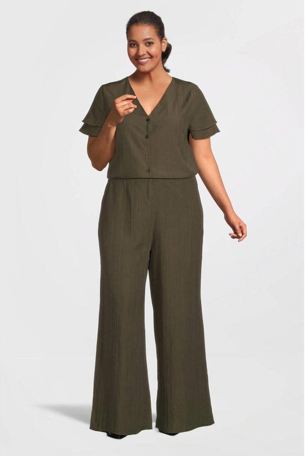 GREAT LOOKS crinkle wide leg broek khaki - Foto 2