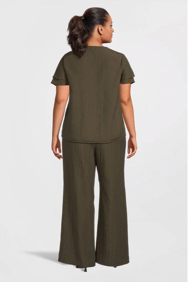 GREAT LOOKS crinkle wide leg broek khaki - Foto 3