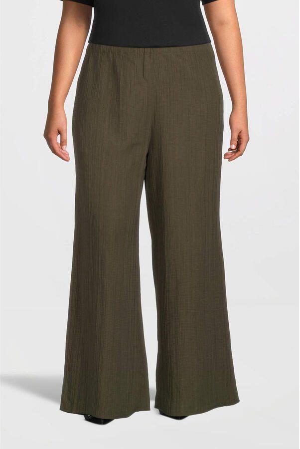 GREAT LOOKS crinkle wide leg broek khaki - Foto 4