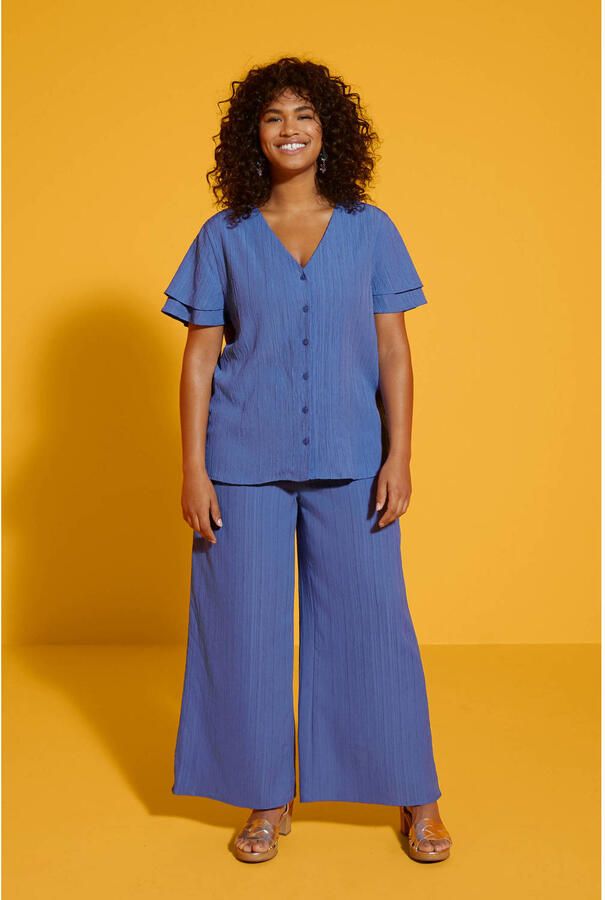 GREAT LOOKS crinkle wide leg broek paars - Foto 2