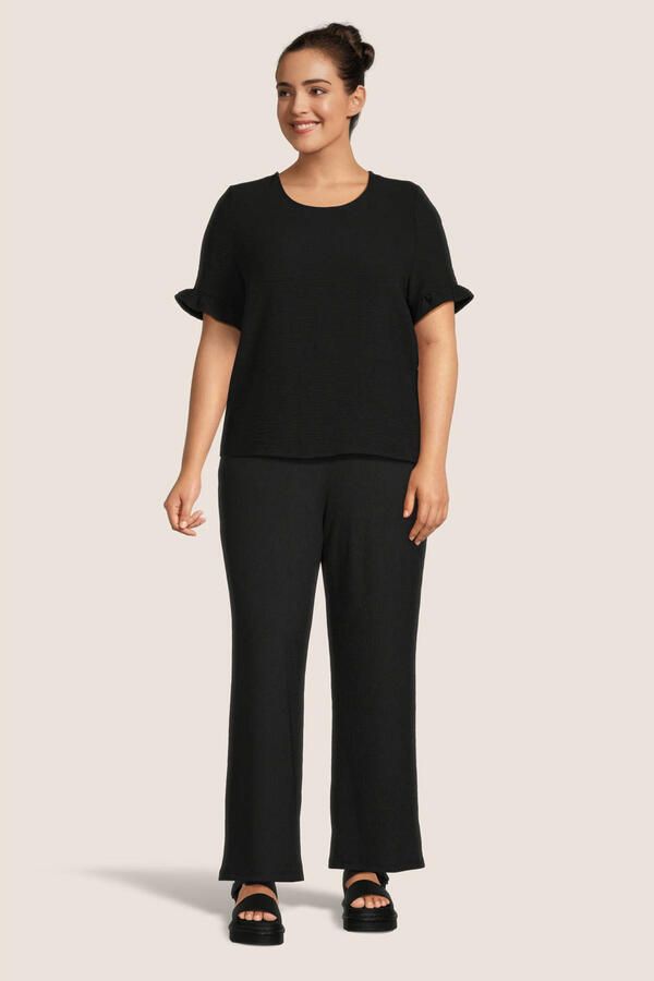 GREAT LOOKS crinkle wide leg broek zwart Dames Jersey Effen 44 - Foto 2