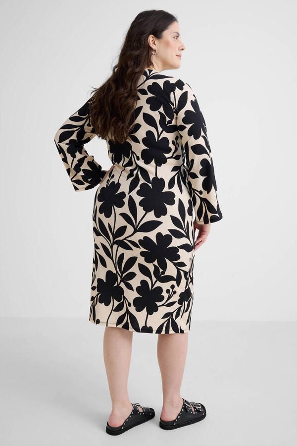 GREAT LOOKS crinkle wikkeljurk met bloemenprint zwart wit - Foto 2