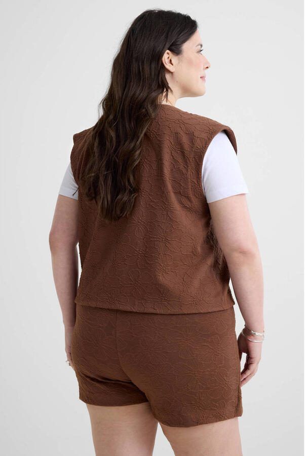 GREAT LOOKS jacquard gilet met bloemenmotief bruin - Foto 3