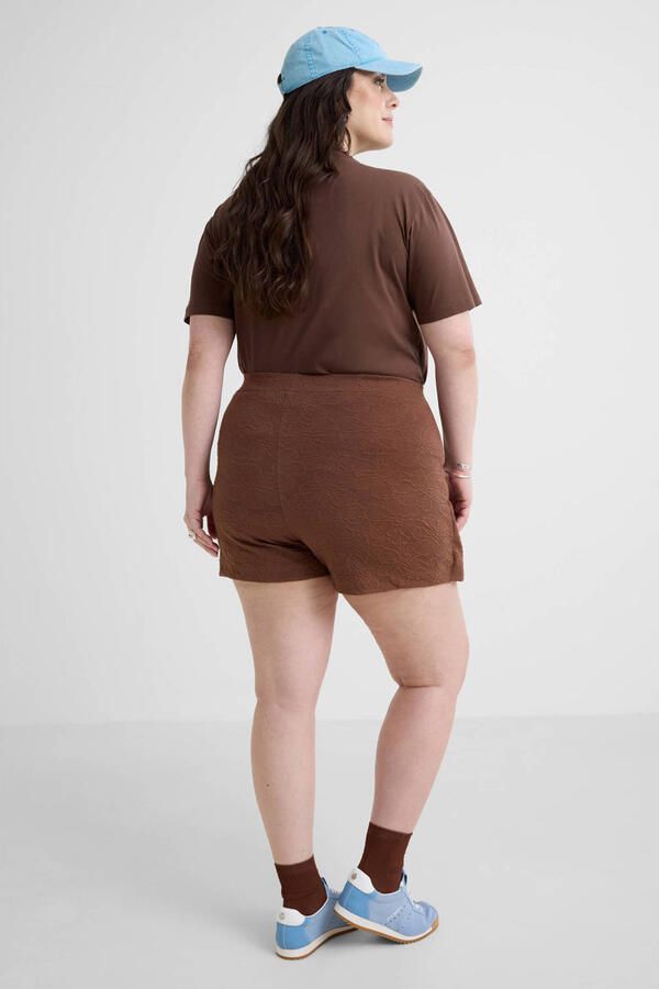 GREAT LOOKS jacquard skort met bloemenmotief bruin - Foto 3