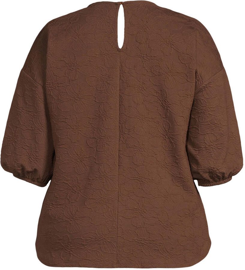 GREAT LOOKS jacquard sweater met bloemenmotief bruin - Foto 2