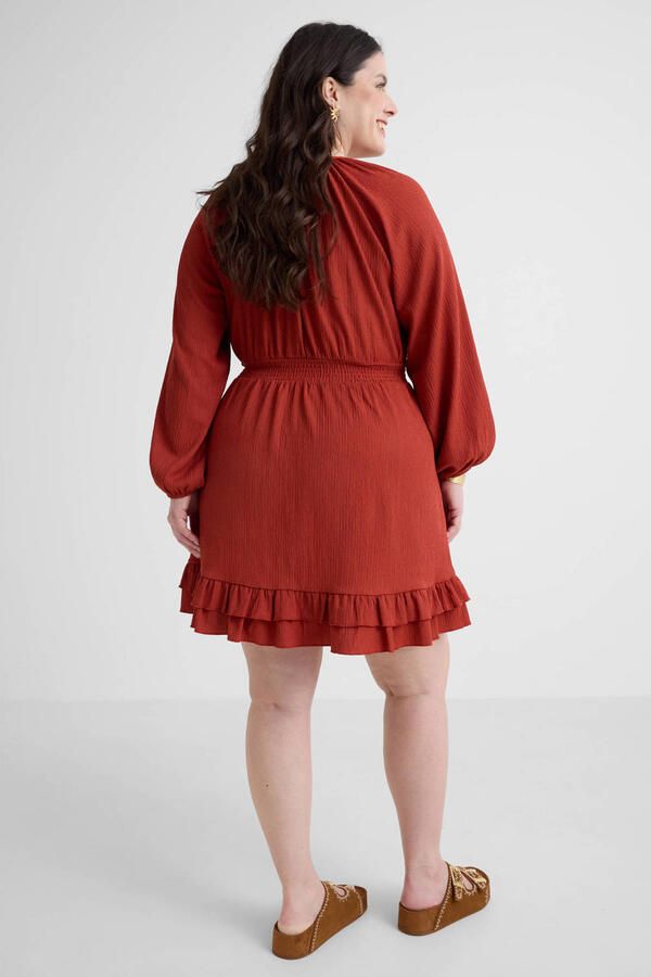 GREAT LOOKS jurk met textuur roodbruin - Foto 3