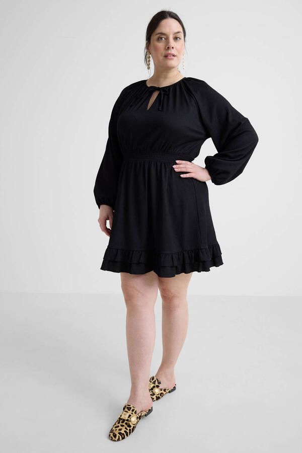 GREAT LOOKS jurk met textuur zwart