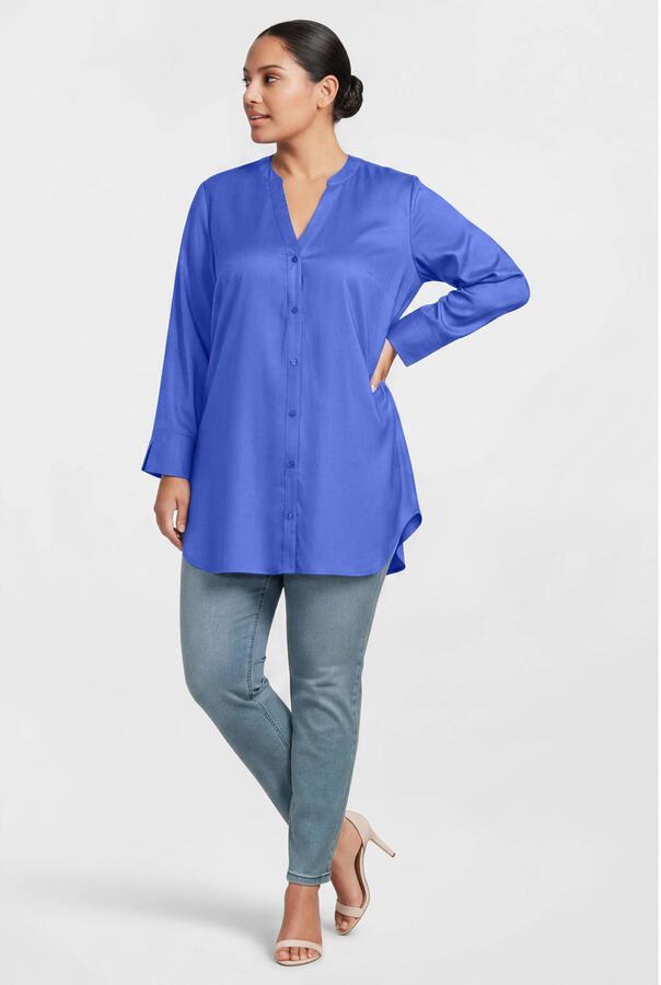 GREAT LOOKS lange blouse met V-hals blauw - Foto 2