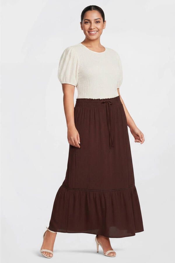 GREAT LOOKS maxi crinkle rok bruin - Foto 3