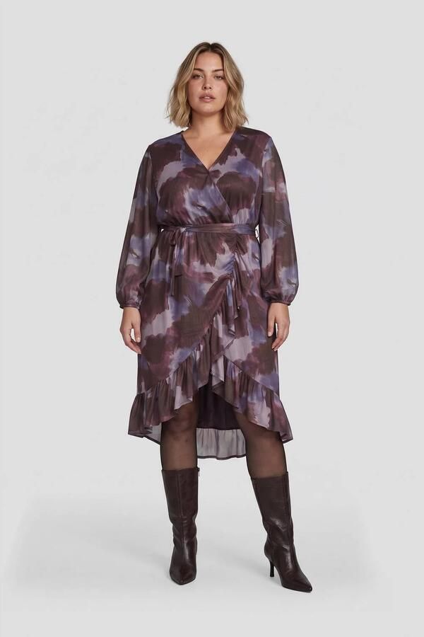 GREAT LOOKS mesh wikkeljurk paars - Foto 2