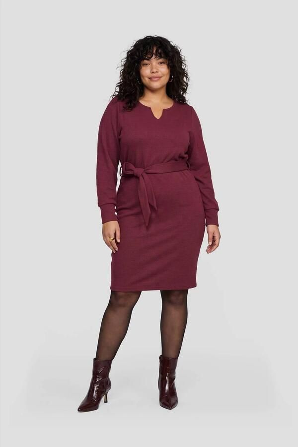 GREAT LOOKS midi jurk met textuur bordaux - Foto 2
