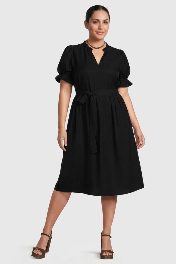 GREAT LOOKS midi jurk zwart