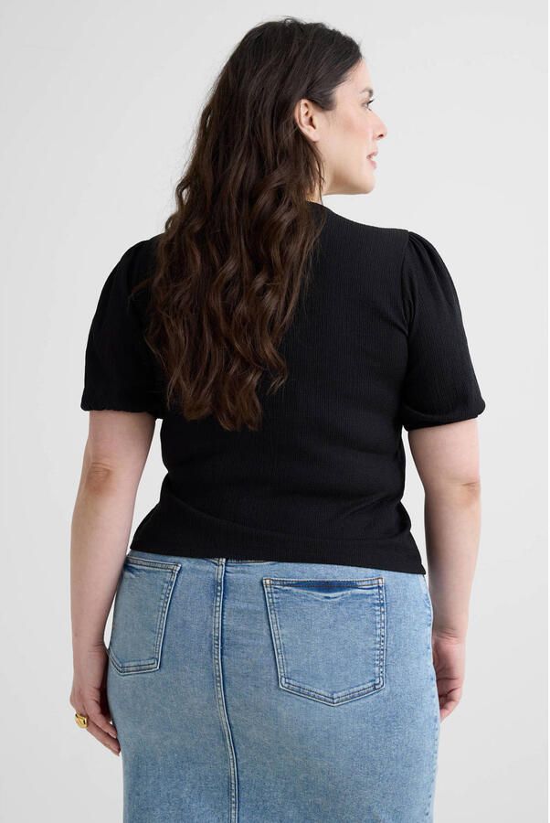 GREAT LOOKS overslagtop met textuur zwart - Foto 3