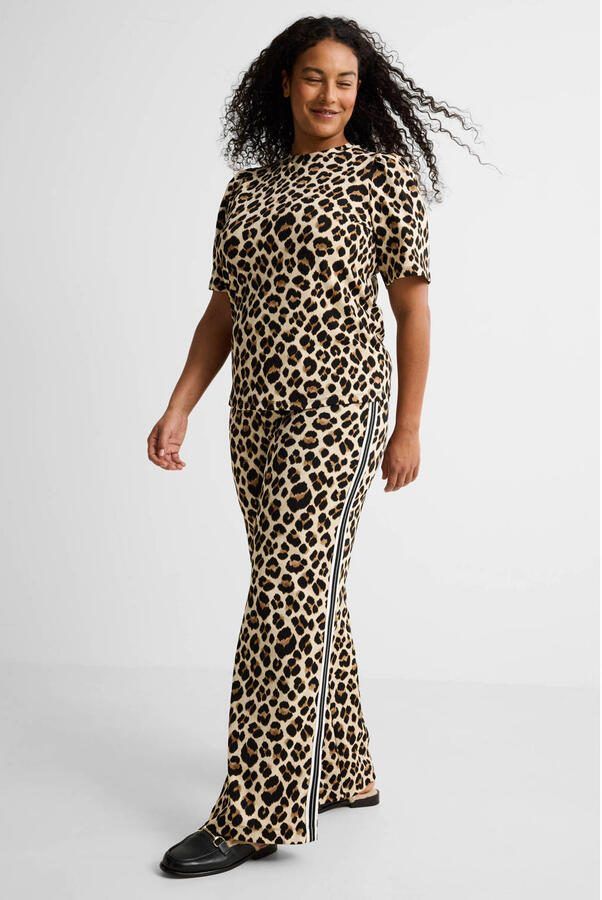 GREAT LOOKS straight fit broek met tape detail panterprint