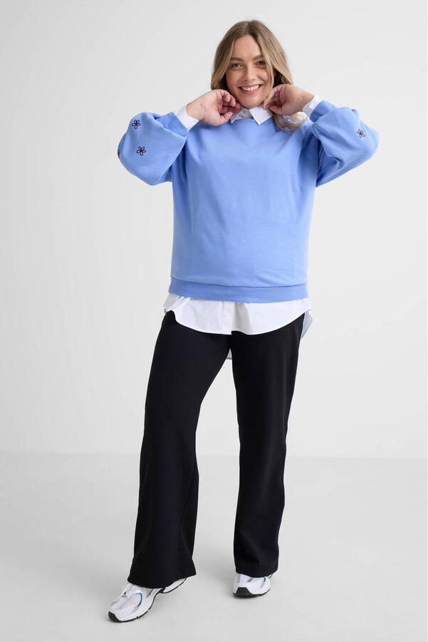 GREAT LOOKS sweater met borduursels blauw
