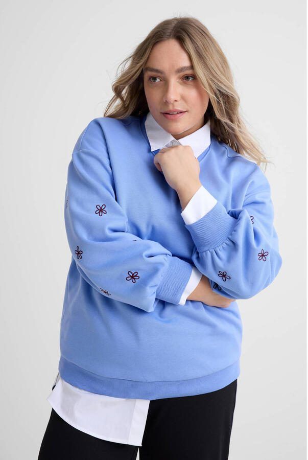 GREAT LOOKS sweater met borduursels blauw - Foto 4