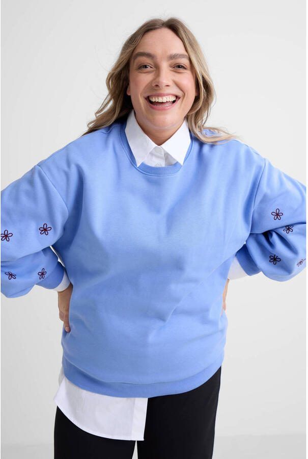 GREAT LOOKS sweater met borduursels blauw - Foto 3