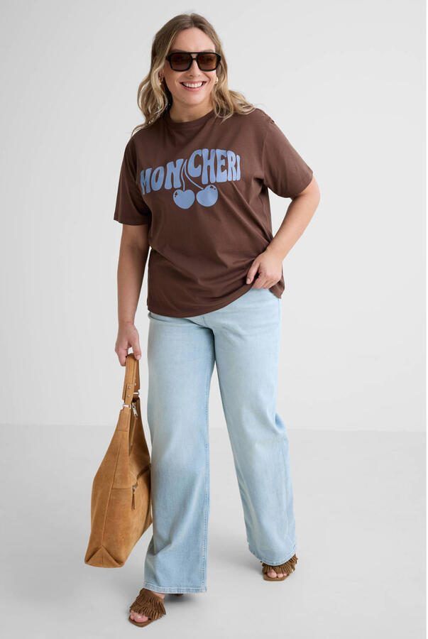 GREAT LOOKS T-shirt met printopdruk bruin