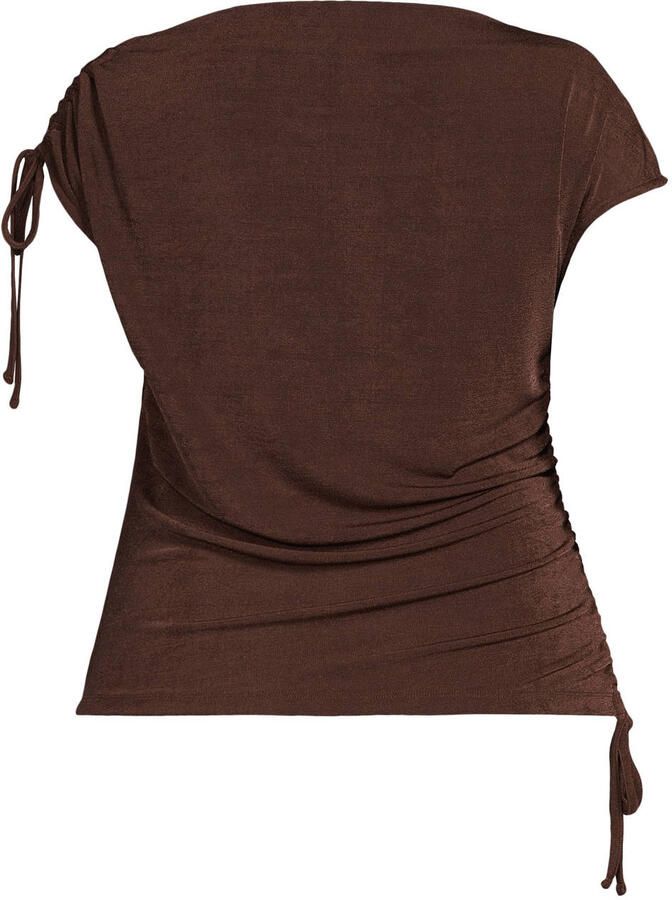 GREAT LOOKS top met gedrapeerd detail bruin - Foto 3