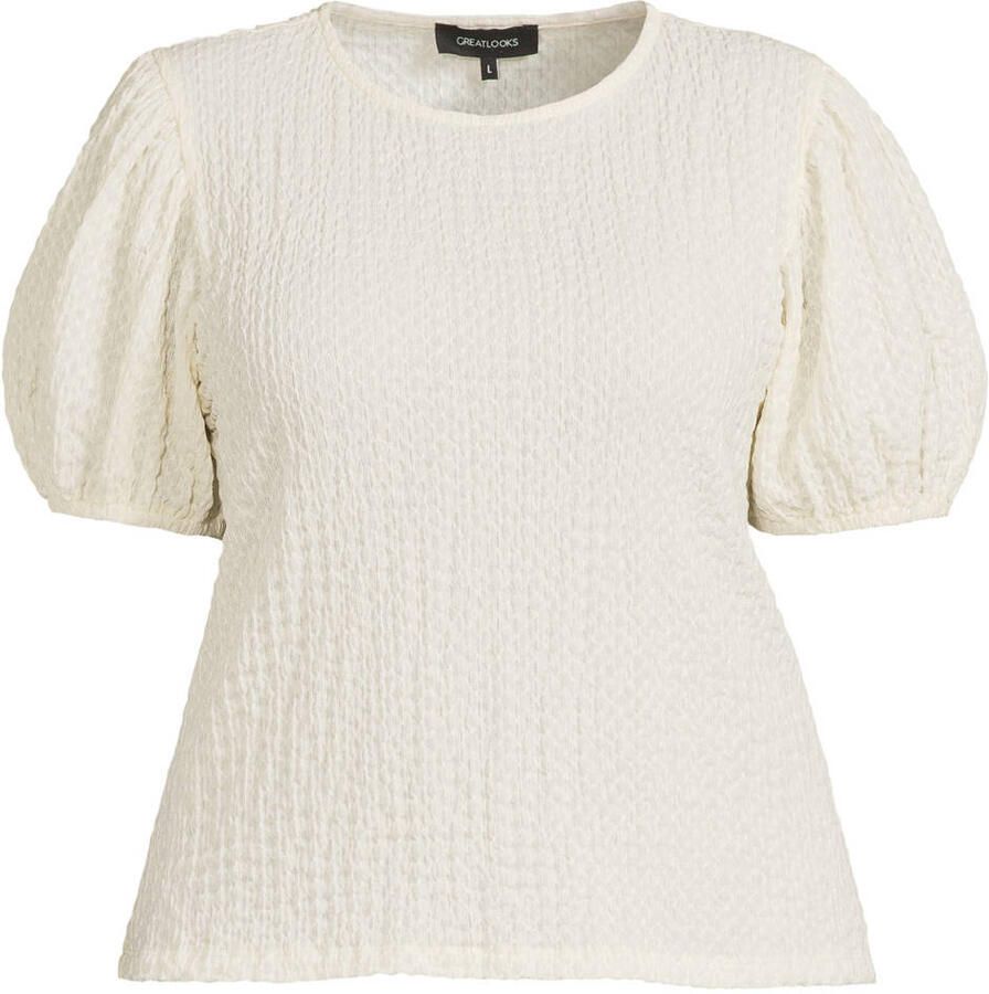 GREAT LOOKS top met textuur off-white - Foto 2