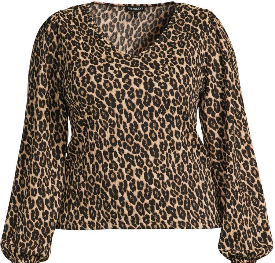 GREAT LOOKS top met V-hals panterprint