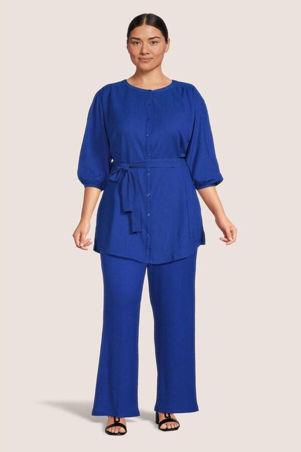 GREAT LOOKS Blouse tuniek met ceintuur blauw Dames Jersey Ronde hals Effen 44 - Foto 3