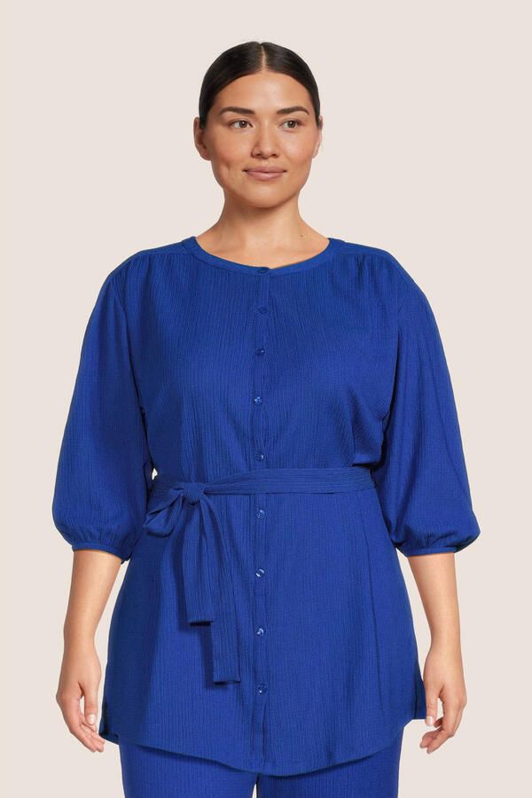 GREAT LOOKS Blouse tuniek met ceintuur blauw Dames Jersey Ronde hals Effen 44 - Foto 4