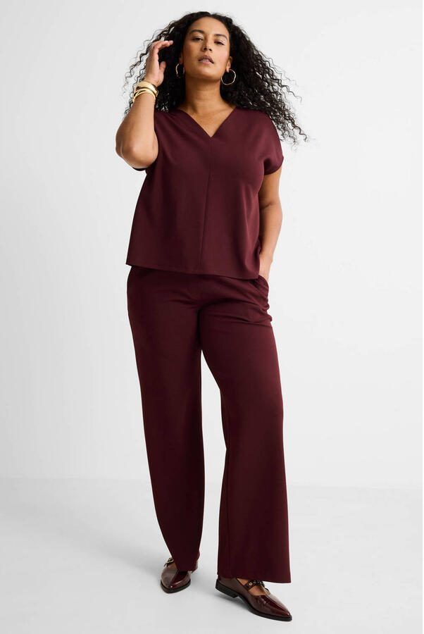 GREAT LOOKS wide leg broek bordeauxrood - Foto 2