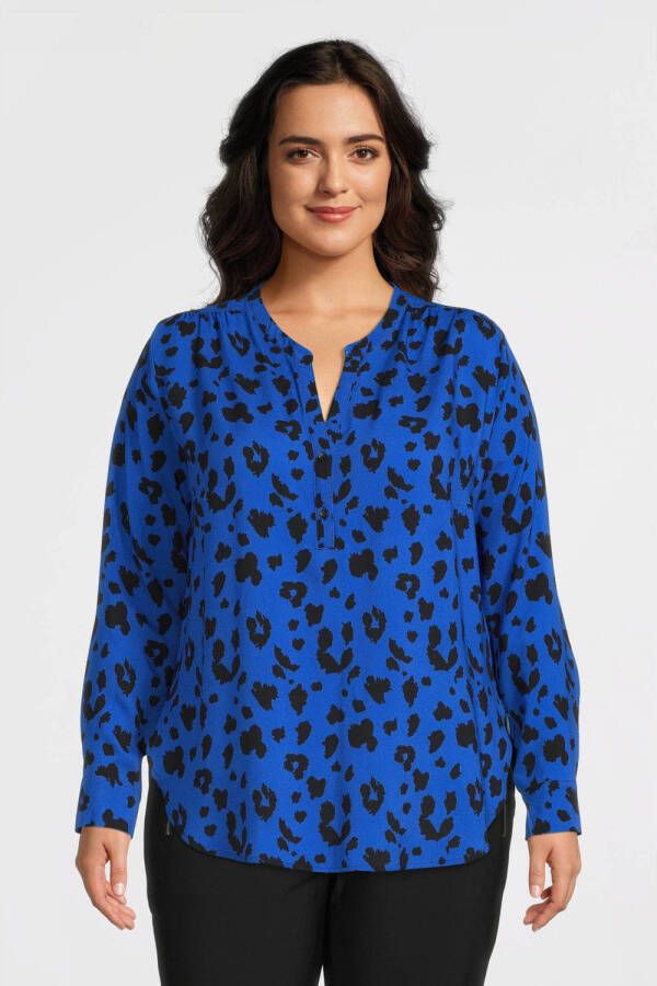 GREAT LOOKS Blouse met luipaardprint blauw
