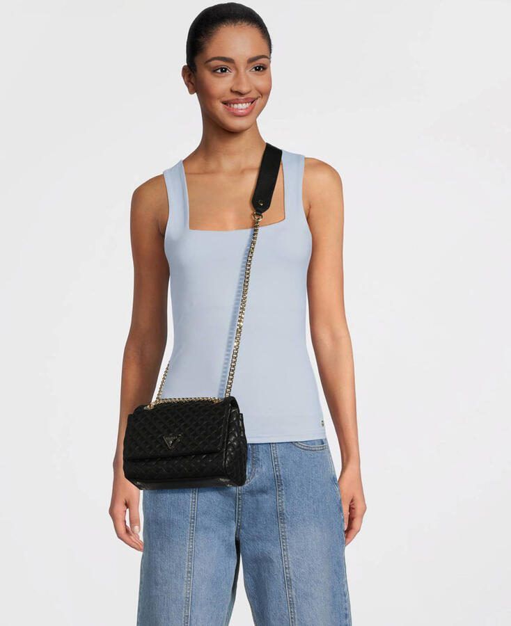 GUESS doorgestikte crossbody tas Rianee zwart - Foto 3
