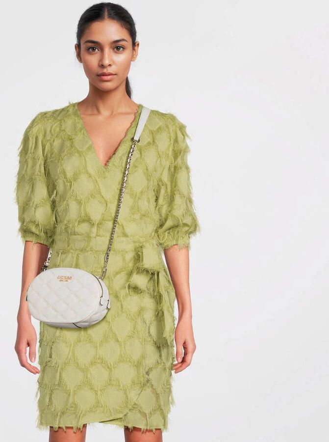 GUESS doorgestikte crossbody tas Tamsin ecru - Foto 3