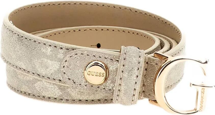 GUESS leren riem met panterprint beige