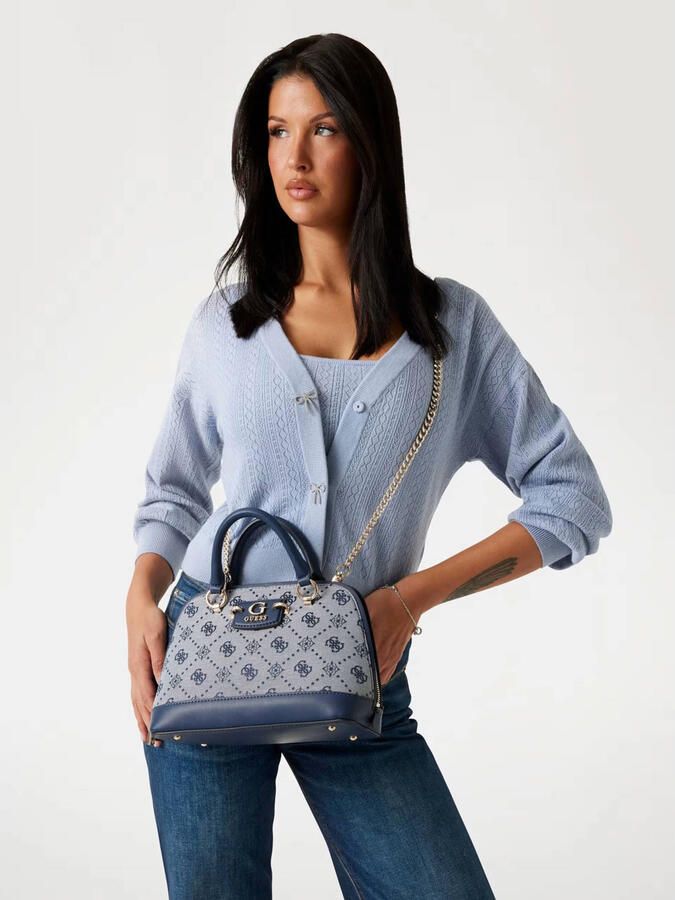 GUESS mini handtas Neda met logoprint donkerblauw - Foto 2