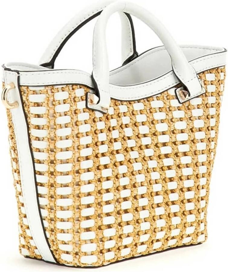 GUESS mini raffia handtas Atalia naturel wit - Foto 3