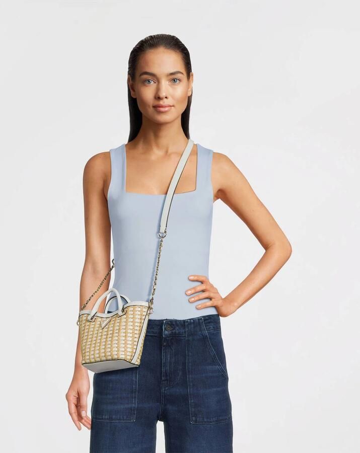 GUESS mini raffia handtas Atalia naturel wit - Foto 2