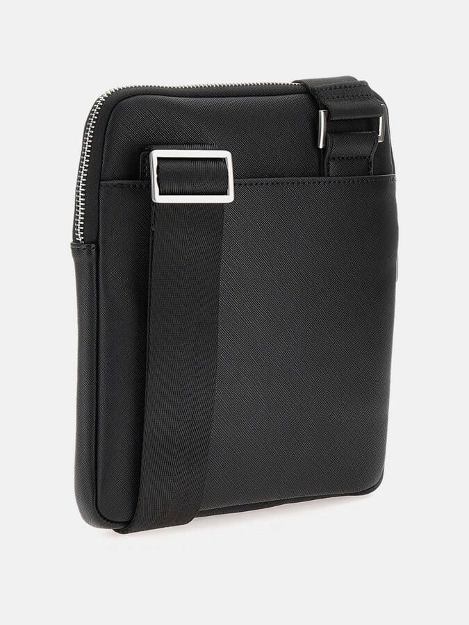 Guess Certosa Xbody Flat Saffiano Zwarte Schoudertas Black