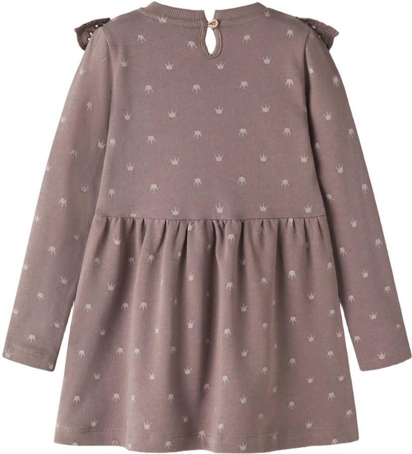 GUPPY MINI midi A-lijn jurk met broderie en print oudroze