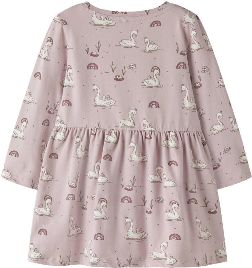 GUPPY MINI midi A-lijn jurk met plooien en print lichtroze