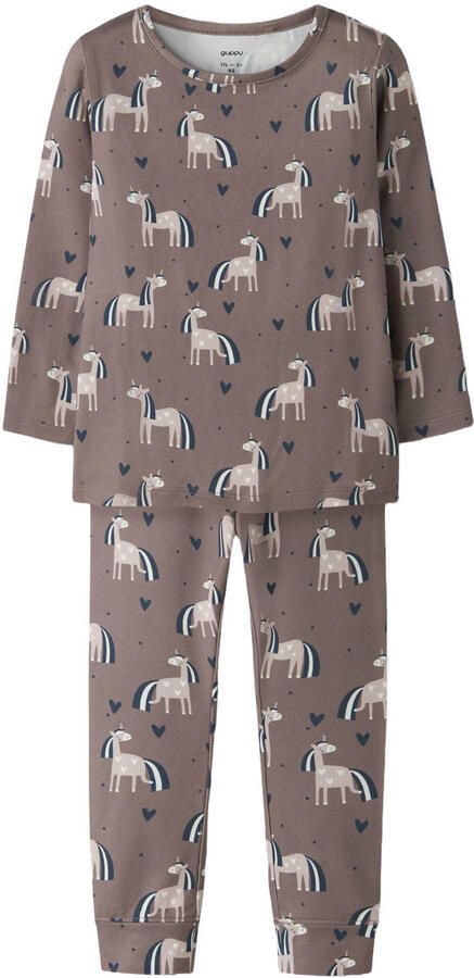 GUPPY MINI pyjama met print taupe donkerblauw beige