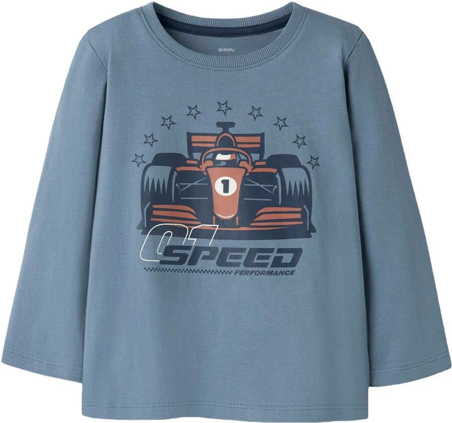 GUPPY MINI rechtvallende longsleeve met print blauw
