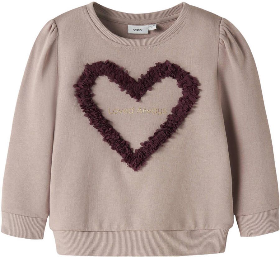 GUPPY MINI sweater met hartjes lichtroze Hartjes