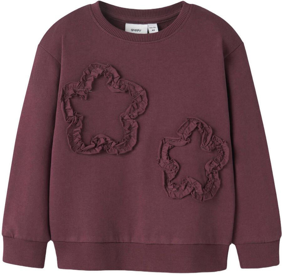 GUPPY MINI sweater met ruches donkerrood Effen