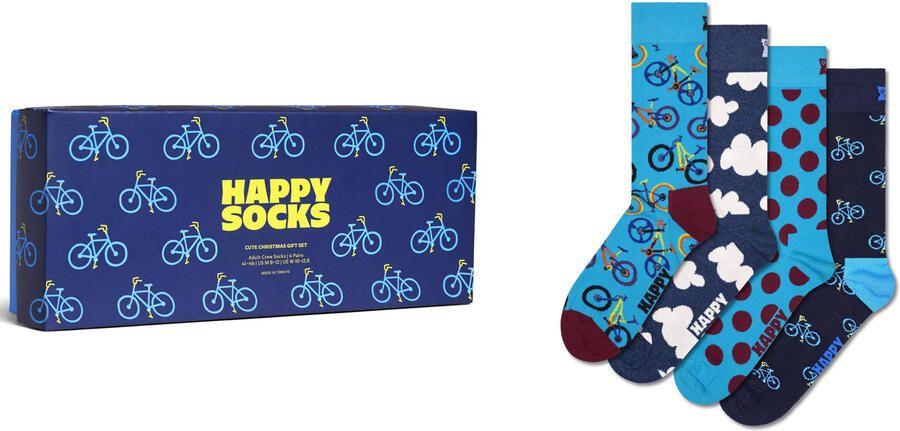 Happy Socks giftbox sokken Bike set van 4 blauw
