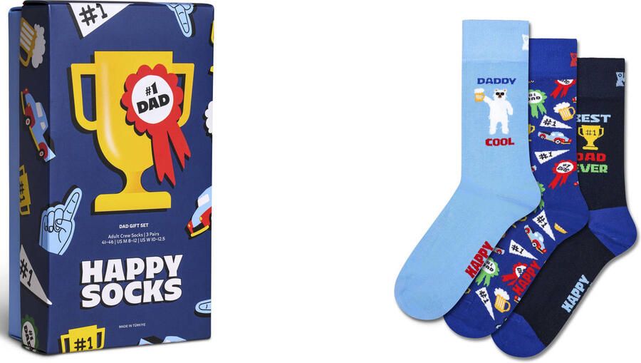 Happy Socks giftbox sokken Dad set van 3 blauw