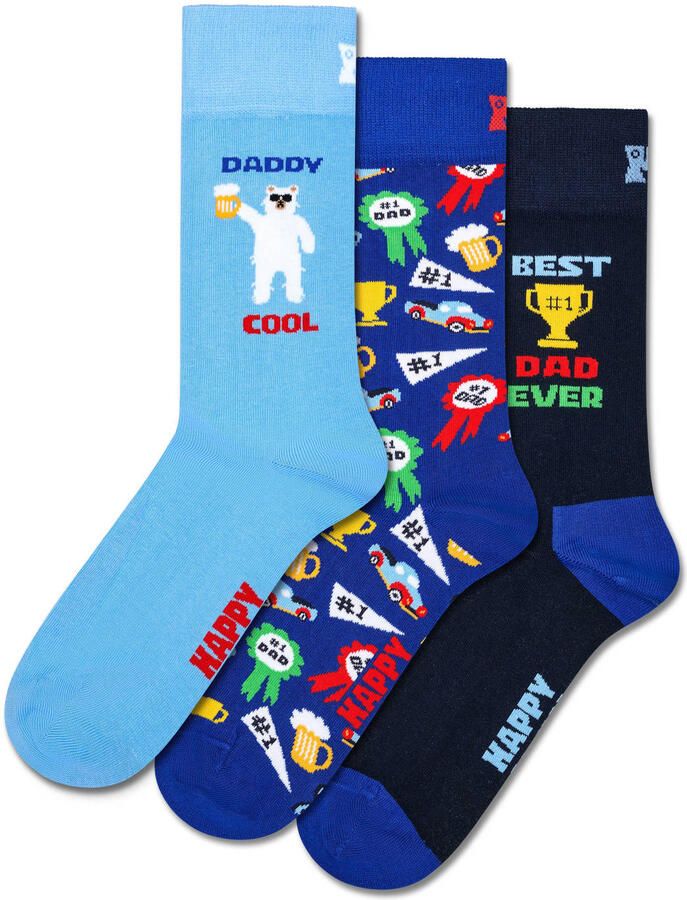 Happy Socks giftbox sokken Dad set van 3 blauw - Foto 2